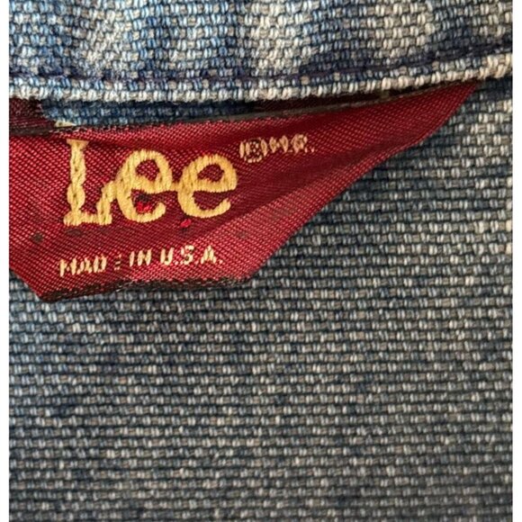 Lee Men Sleeve Less With Collar Front Button Closure Vintage Jeans Vest Blue Siz - Picture 4 of 6